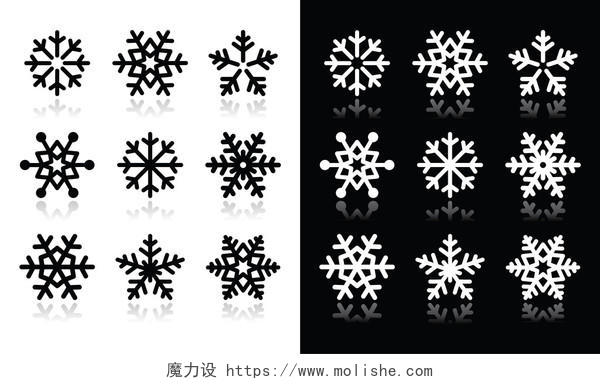 冬季圣诞图标集的雪花